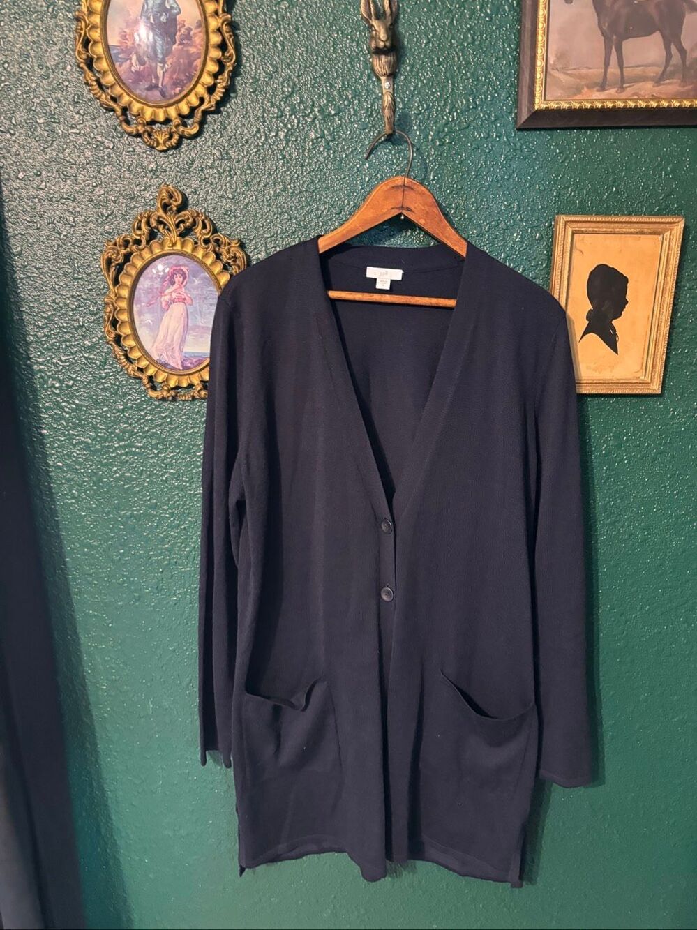 J.jill Blue Wool Blend Cardigan Sz Medium